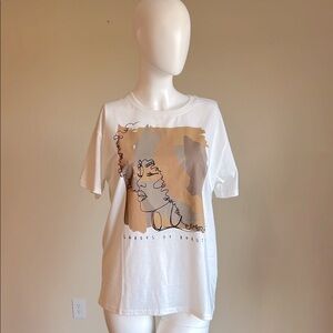 MODERNLUX White Graphic T-Shirt with Abstract Design.